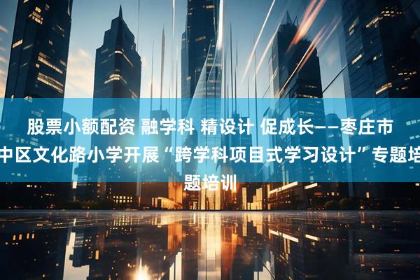 股票小额配资 融学科 精设计 促成长——枣庄市市中区文化路小学开展“跨学科项目式学习设计”专题培训